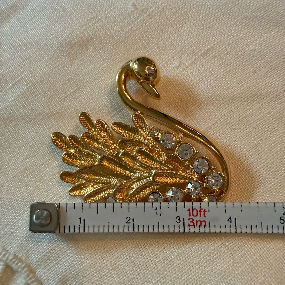 Vintage Swan Rhinestone Crystal Brooch - Picture 7 of 7